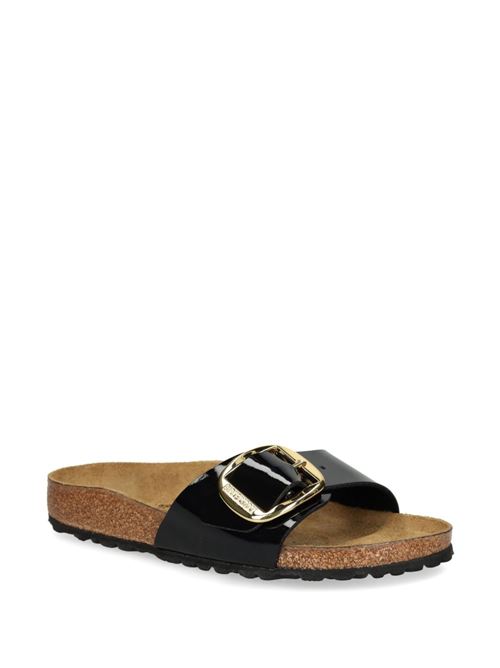 Ciabatte Birkenstock Madrid Big Buckle nere verniciate con maxi fibbia dorata BIRKENSTOCK | MADRID BIG1027785